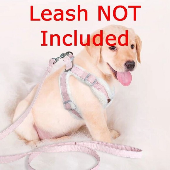 Pink and White Faux Leather & Fur Padded Dog Harness, Winter Dog Harness Small - Picture 9 of 9